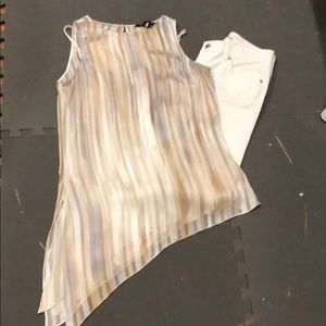 WHBM Size Small Sheer Angled Blouse & Cami